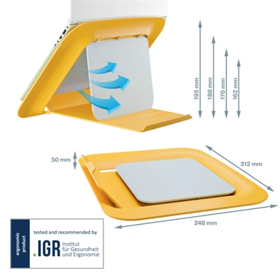 Leitz COSY Ergo 13"-17" meleg sárga laptop állvány Leitz COSY Ergo 13"-17" meleg sárga laptop állvány