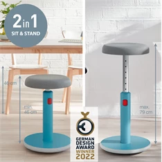 Leitz COSY Ergo Active nyugodt kék ergonomikus ülő-álló szék Leitz COSY Ergo Active nyugodt kék ergonomikus ülő-álló szék