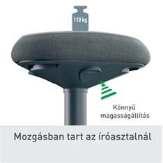 Leitz Ergo Active sötétszürke komfort ülőfelületű billenő ülőszék Leitz Ergo Active sötétszürke komfort ülőfelületű billenő ülőszék