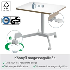 Leitz Ergo kisméretű fehér ülő-álló asztal Leitz Ergo kisméretű fehér ülő-álló asztal