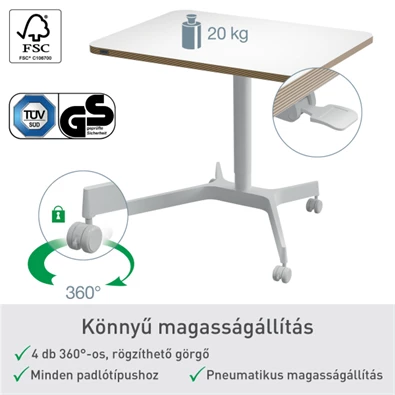 Leitz Ergo kisméretű fehér ülő-álló asztal Leitz Ergo kisméretű fehér ülő-álló asztal