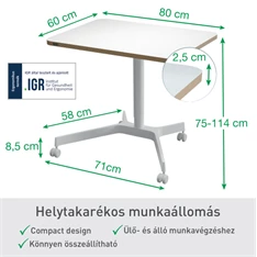 Leitz Ergo kisméretű fehér ülő-álló asztal Leitz Ergo kisméretű fehér ülő-álló asztal