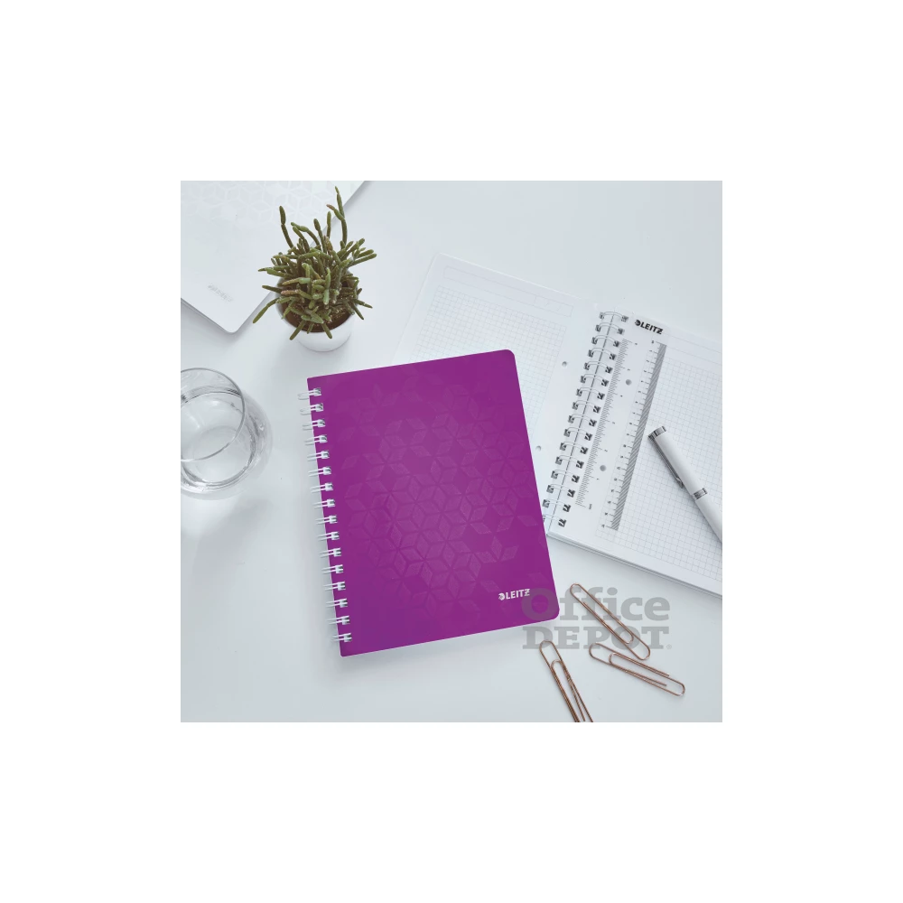 Leitz Wow A5 80lapos kockás lila spirálfüzet