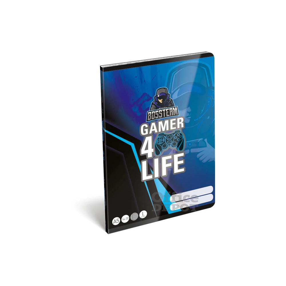 Lizzy Bossteam Gamer 4Life 22965301 FSC A5 14-32 tűzött vonalas füzet