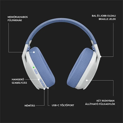 Logitech G435 Lightspeed Dolby Atmos 7.1 Surround Wireless fehér vezeték nélküli gamer headset Logitech G435 Lightspeed Dolby Atmos 7.1 Surround Wireless fehér vezeték nélküli gamer headset