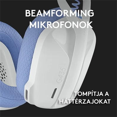 Logitech G435 Lightspeed Dolby Atmos 7.1 Surround Wireless fehér vezeték nélküli gamer headset Logitech G435 Lightspeed Dolby Atmos 7.1 Surround Wireless fehér vezeték nélküli gamer headset