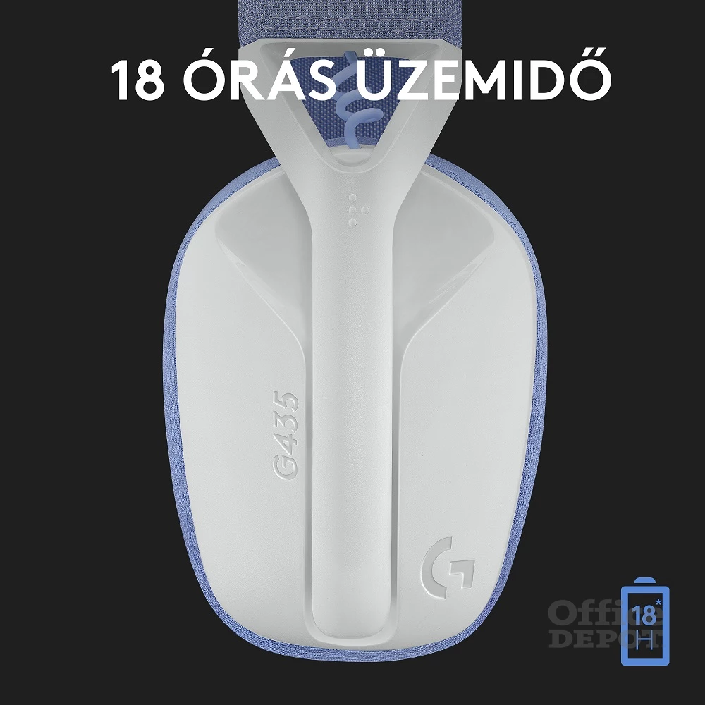 Logitech G435 Lightspeed Dolby Atmos 7.1 Surround Wireless fehér vezeték nélküli gamer headset