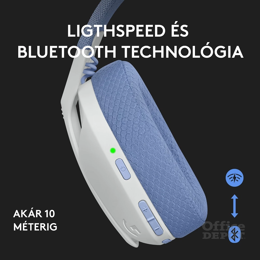 Logitech G435 Lightspeed Dolby Atmos 7.1 Surround Wireless fehér vezeték nélküli gamer headset