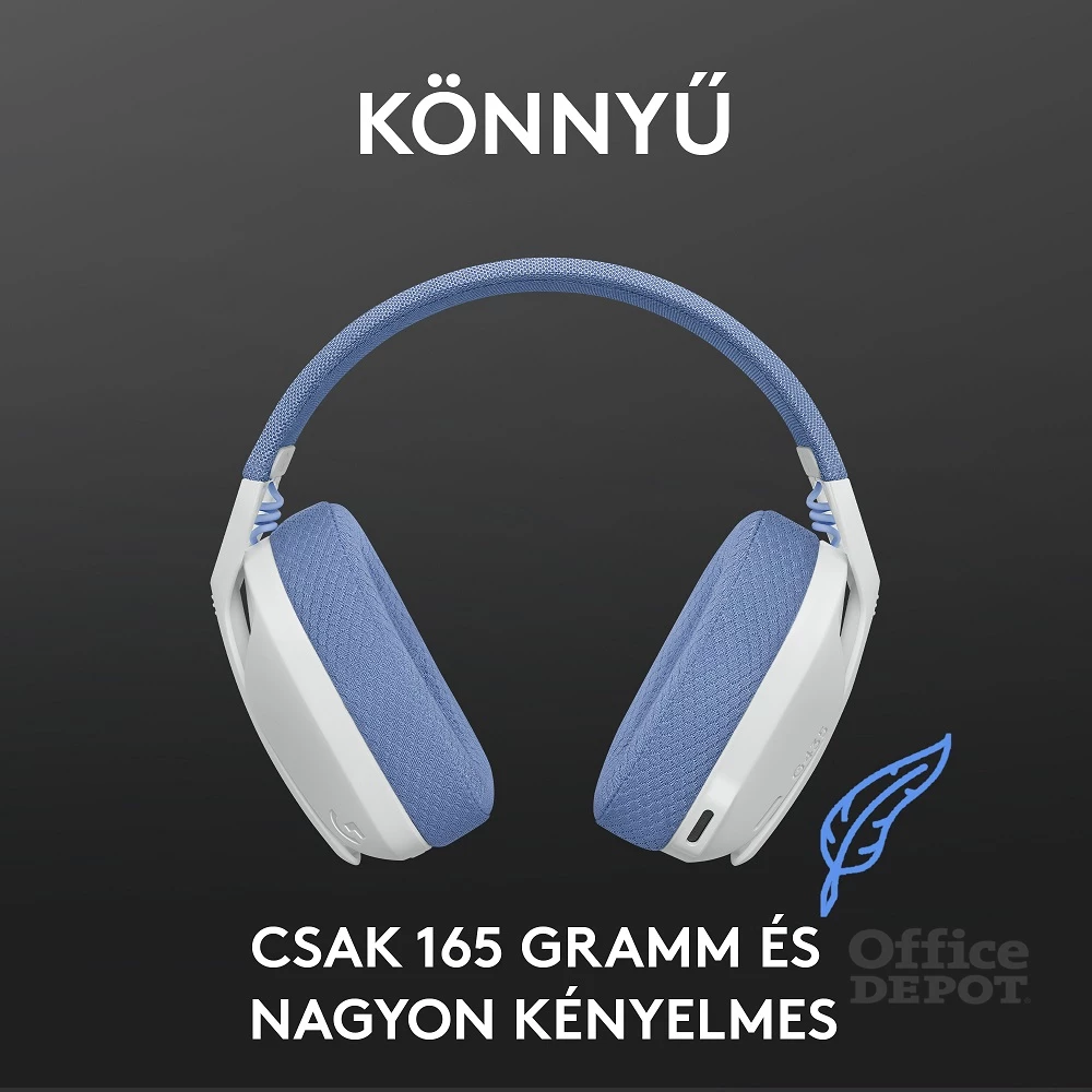 Logitech G435 Lightspeed Dolby Atmos 7.1 Surround Wireless fehér vezeték nélküli gamer headset