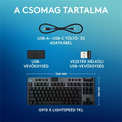 Logitech G915 X LIGHTSPEED TKL US vezeték nélküli fekete billentyűzet Logitech G915 X LIGHTSPEED TKL US vezeték nélküli fekete billentyűzet