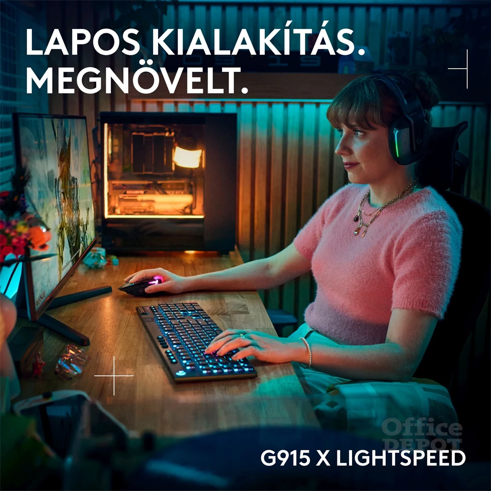 Logitech G915 X LIGHTSPEED US vezeték nélküli fekete billentyűzet