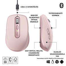 Logitech MX Anywhere 3S vezeték nélküli rózsaszín egér Logitech MX Anywhere 3S vezeték nélküli rózsaszín egér