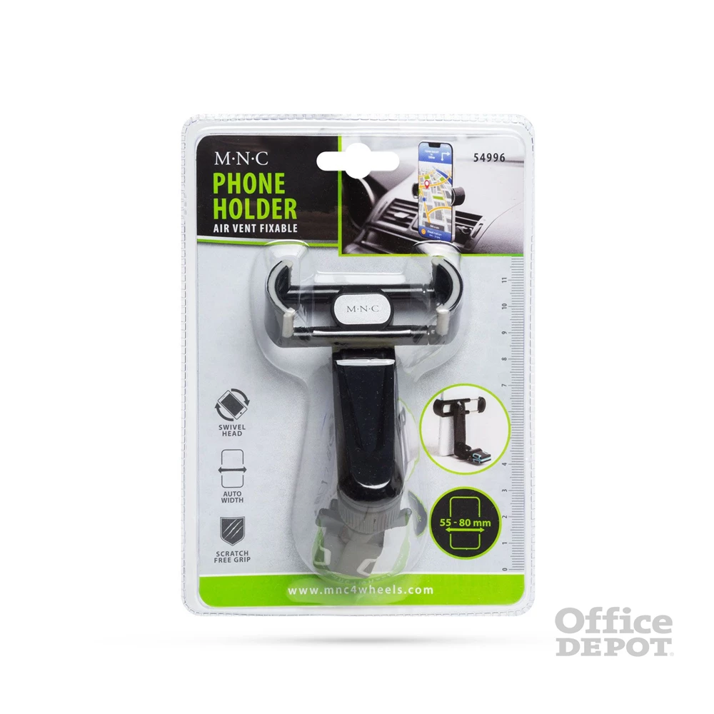 MNC 54996 univerzális fekete szellőzőrácsra rögzíthető telefontartó