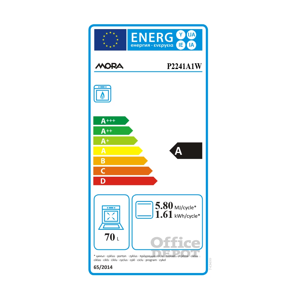 MORA P2241A1W fehér, szabadonálló, gáz, főzőzóna: 4, sütő:70L, tűzhely