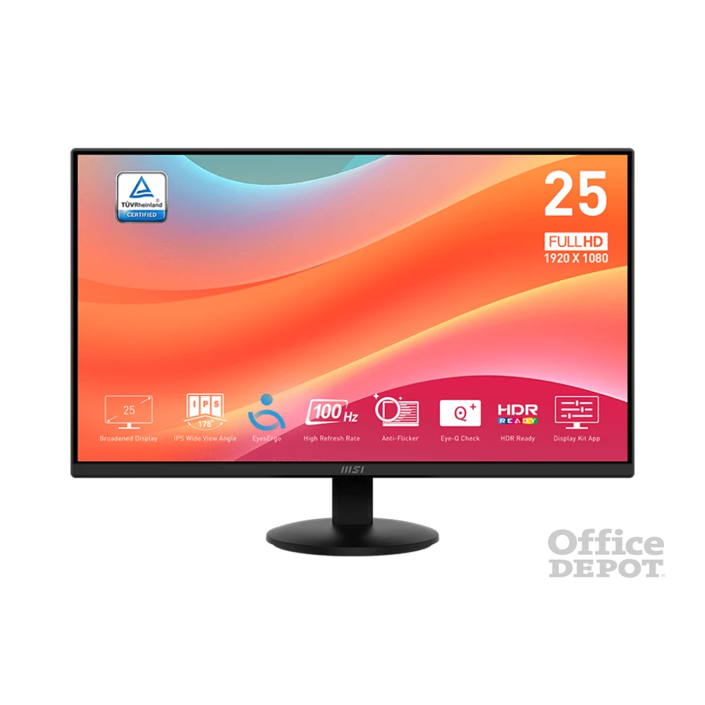 MSI 24,5" Business PRO MP252L FHD IPS 100Hz HDMI/DP fekete monitor