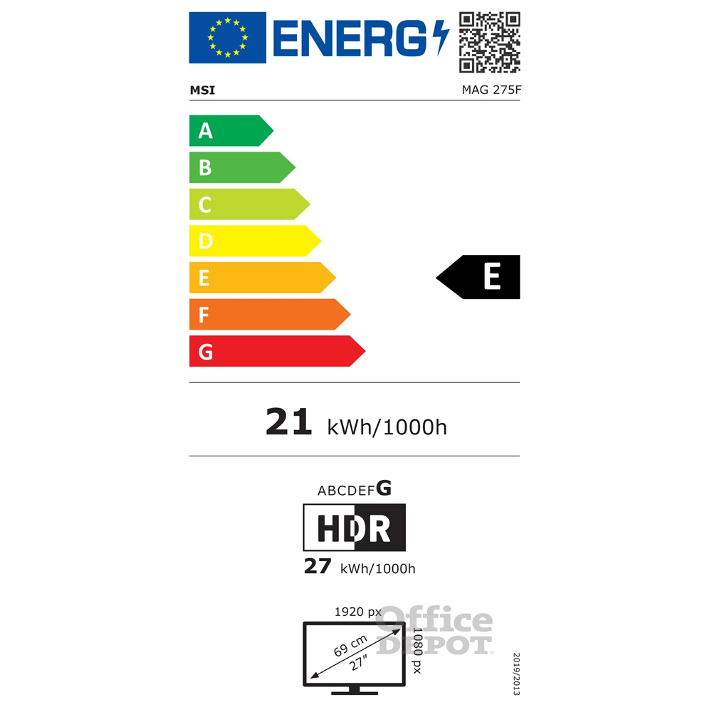 MSI 27" MAG 275F FHD IPS DP/HDMI gamer monitor