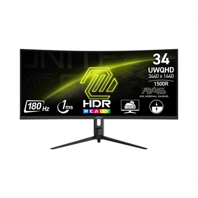 MSI 34" Gaming 342CQR E2 UWQHD VA LED 180Hz HDMI/DP ívelt gamer monitor MSI 34" Gaming 342CQR E2 UWQHD VA LED 180Hz HDMI/DP ívelt gamer monitor