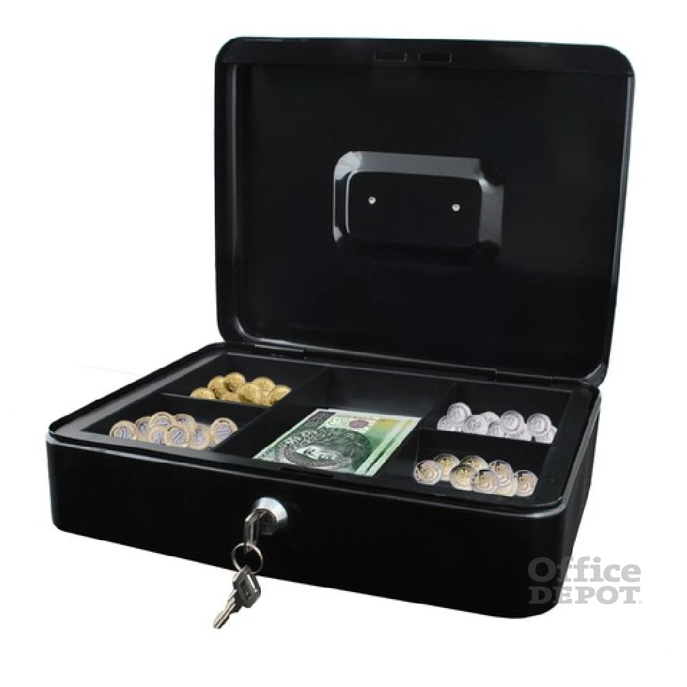 Malatec 30x24x9cm kulcsos fekete pénzkazetta