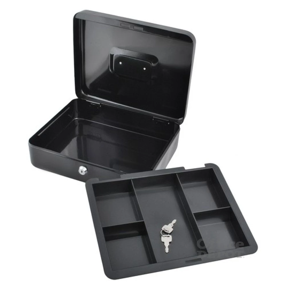 Malatec 30x24x9cm kulcsos fekete pénzkazetta