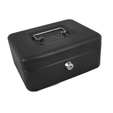 Malatec 20x16x9cm fekete fém kulcsos pénzkazetta Malatec 20x16x9cm fekete fém kulcsos pénzkazetta