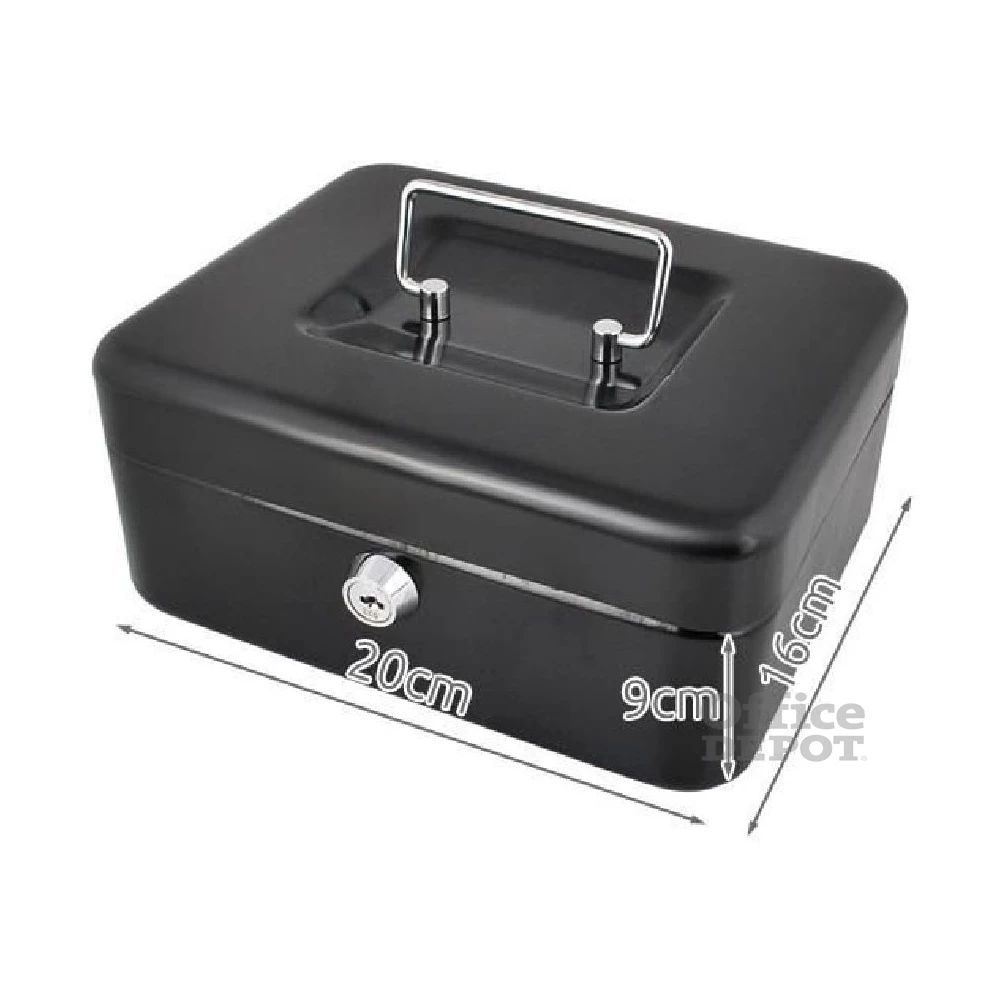 Malatec 20x16x9cm fekete fém kulcsos pénzkazetta