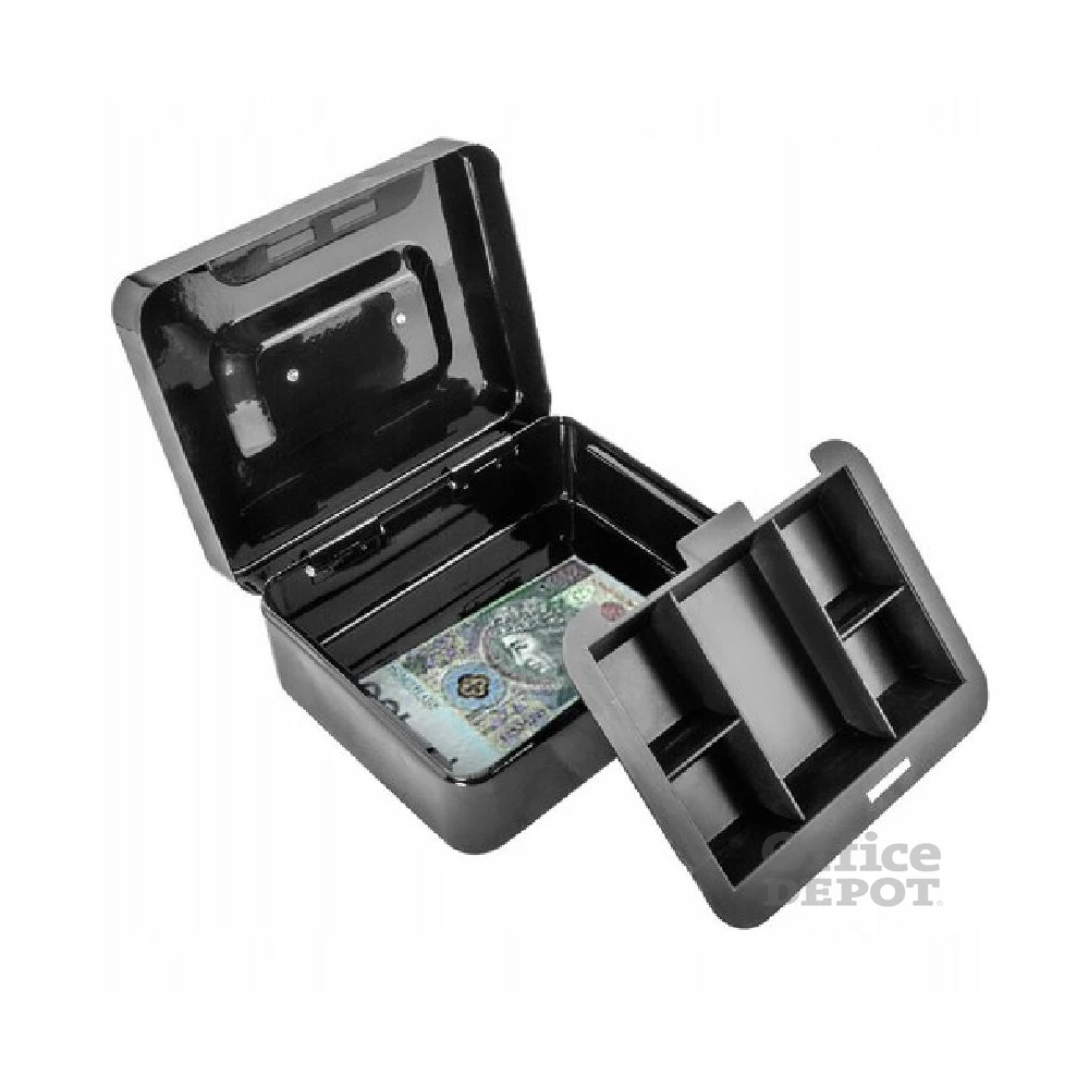 Malatec 20x16x9cm fekete fém kulcsos pénzkazetta