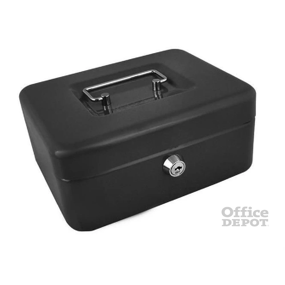 Malatec 20x16x9cm fekete fém kulcsos pénzkazetta