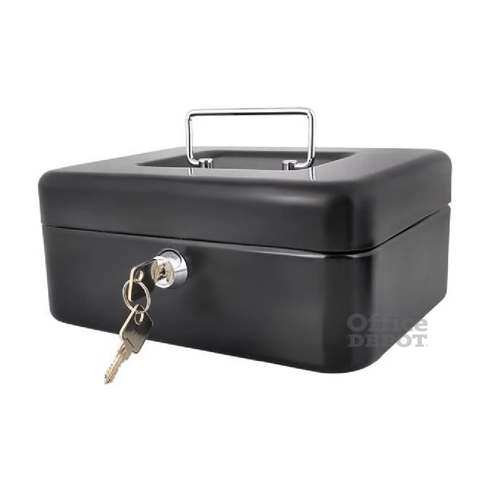 Malatec 20x16x9cm fekete fém kulcsos pénzkazetta