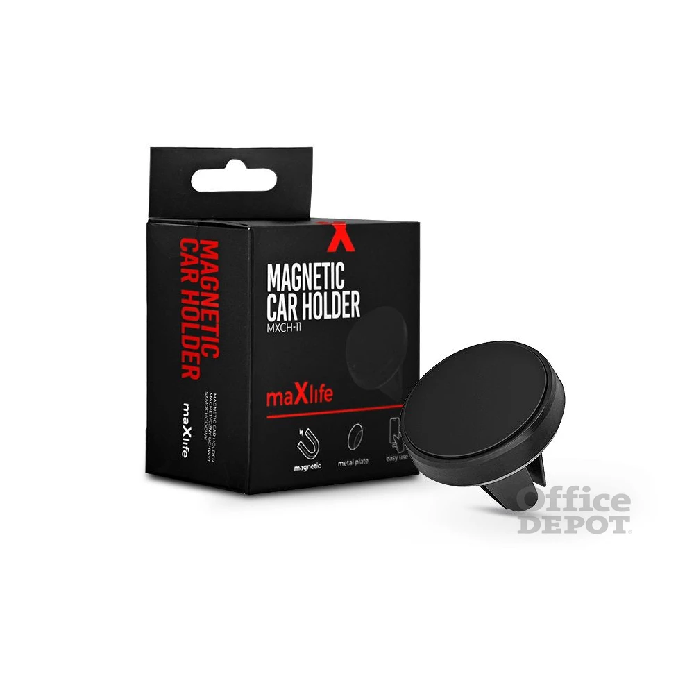 Maxlife TF-0070 univerzális szellőzőrácsba illeszthető mágneses fekete autós telefon tartó