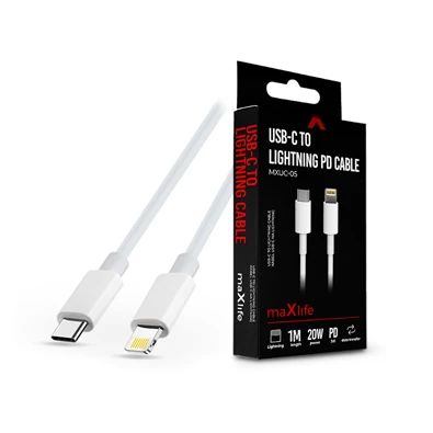 Maxlife TF-0139 Type-C - Lightning 1 m-es vezetékkel PD3.0 Cable - 20W adat- és töltőkábel Maxlife TF-0139 Type-C - Lightning 1 m-es vezetékkel PD3.0 Cable - 20W adat- és töltőkábel