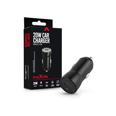 Maxlife TF-0165 Type C 20W PD3.0 fekete szivargyújtós gyorstöltő adapter Maxlife TF-0165 Type C 20W PD3.0 fekete szivargyújtós gyorstöltő adapter