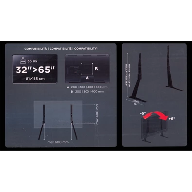 Meliconi Feet 600 32"-65" VESA 600x600 talpas TV állvány Meliconi Feet 600 32"-65" VESA 600x600 talpas TV állvány