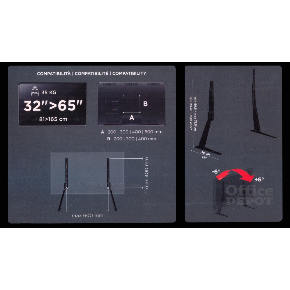 Meliconi Feet 600 32"-65" VESA 600x600 talpas TV állvány