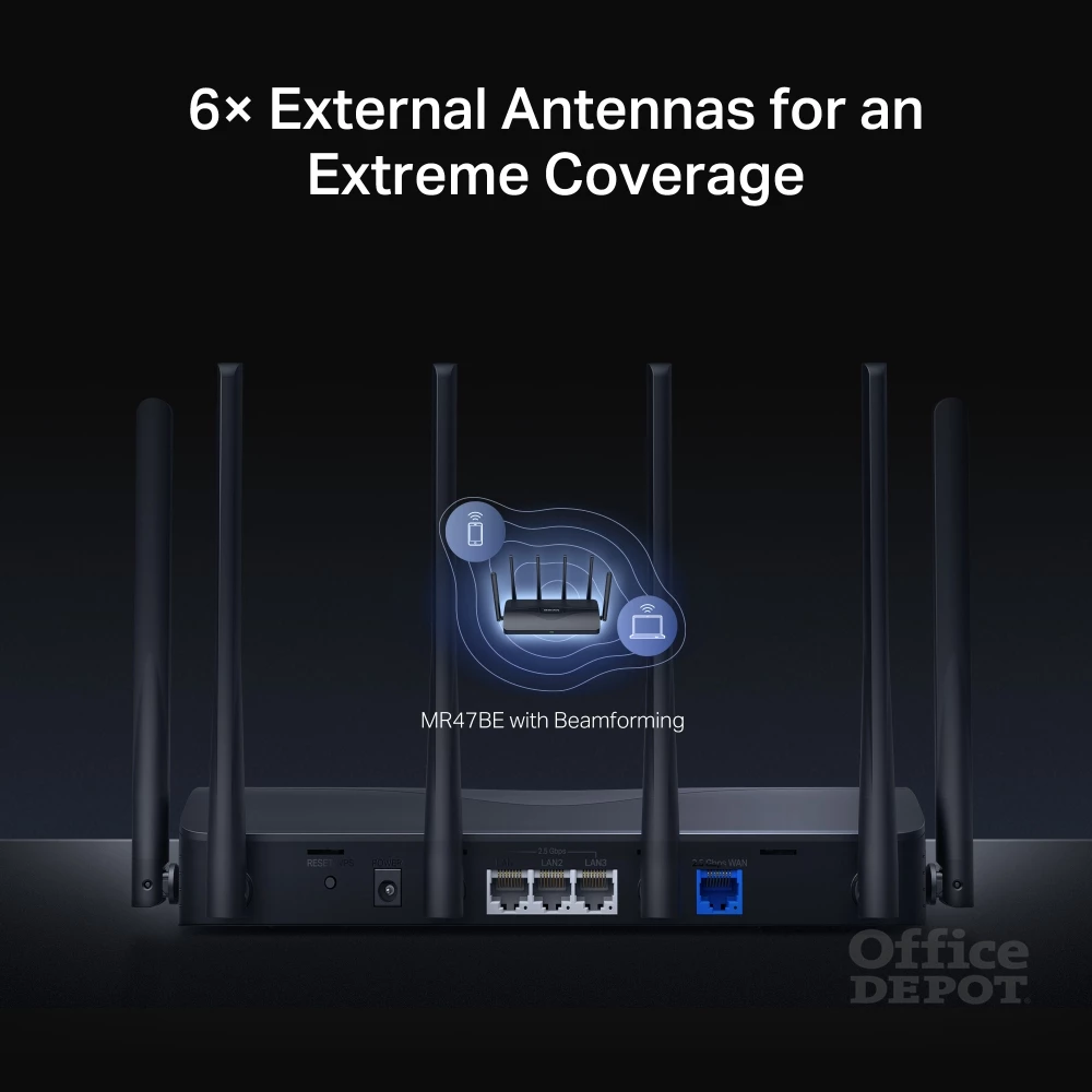 Mercusys MR47BE BE9300 háromsávos Wi-Fi 7 fekete router - R