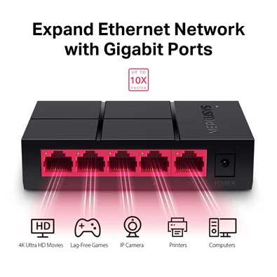 Mercusys MS105G 5port 10/100/1000Mbps nem menedzselhető asztali Switch Mercusys MS105G 5port 10/100/1000Mbps nem menedzselhető asztali Switch