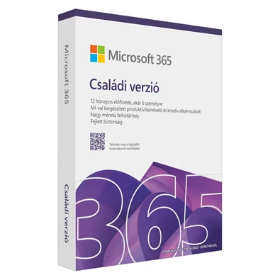 Microsoft 365 Családi verzió P10 HUN 6 Felhasználó 1 év dobozos irodai programcsomag szoftver Microsoft 365 Családi verzió P10 HUN 6 Felhasználó 1 év dobozos irodai programcsomag szoftver