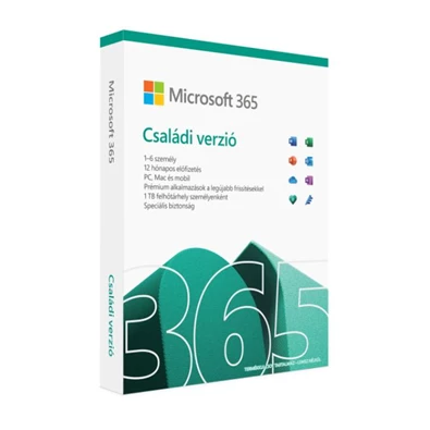 Microsoft 365 Családi verzió P8 HUN 6 Felhasználó 1 év dobozos irodai programcsomag szoftver Microsoft 365 Családi verzió P8 HUN 6 Felhasználó 1 év dobozos irodai programcsomag szoftver