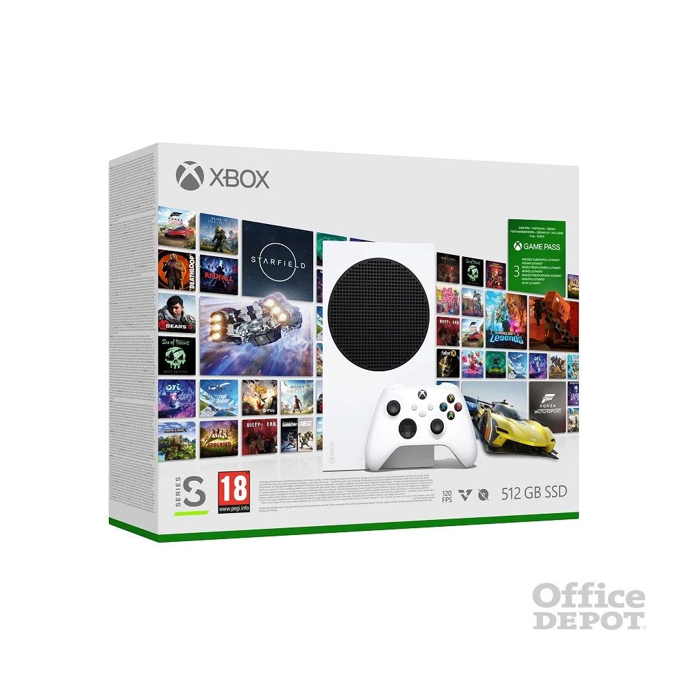 Microsoft Xbox Series S 512GB fehér játékkonzol + XBOX Game Pass Ultimate 3 hónapos előfizetés letöltőkód