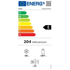 Midea MDRB369FGE01 fehér, alulfagyasztós, Hűtő: 197L, Fagyasztó:65L, hűtőszekrény