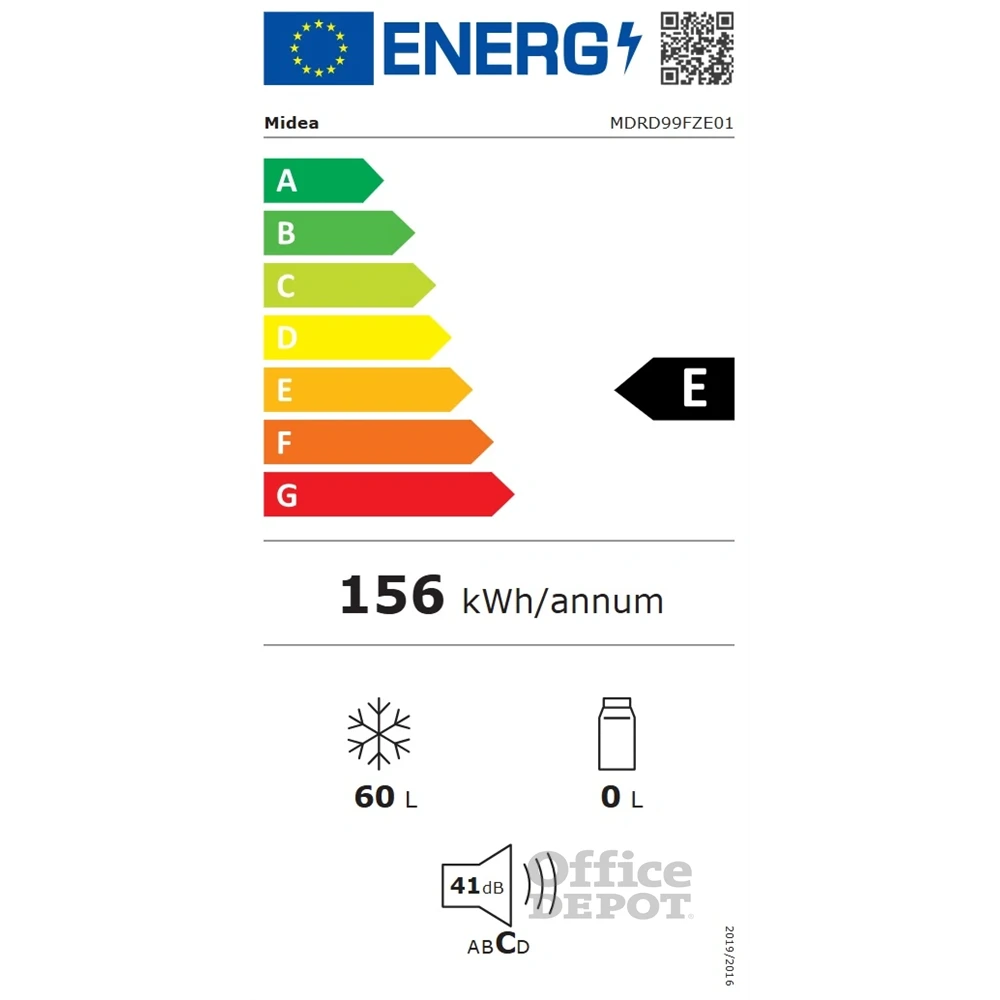 Midea MDRD99FZE01 fehér, egyajtós, Fagyasztó:60L, fagyasztószekrény