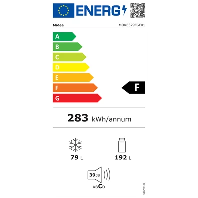 Midea MDRE379FGF01 beépíthető alulfagyasztós hűtőszekrény Midea MDRE379FGF01 beépíthető alulfagyasztós hűtőszekrény
