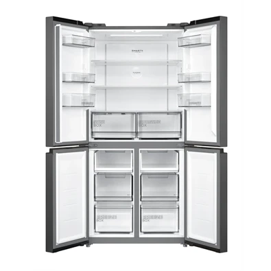 Midea MDRF632FIE45 inox, négyajtós, Hűtő:305L, Fagyasztó:169L, No frost hűtőszekrény