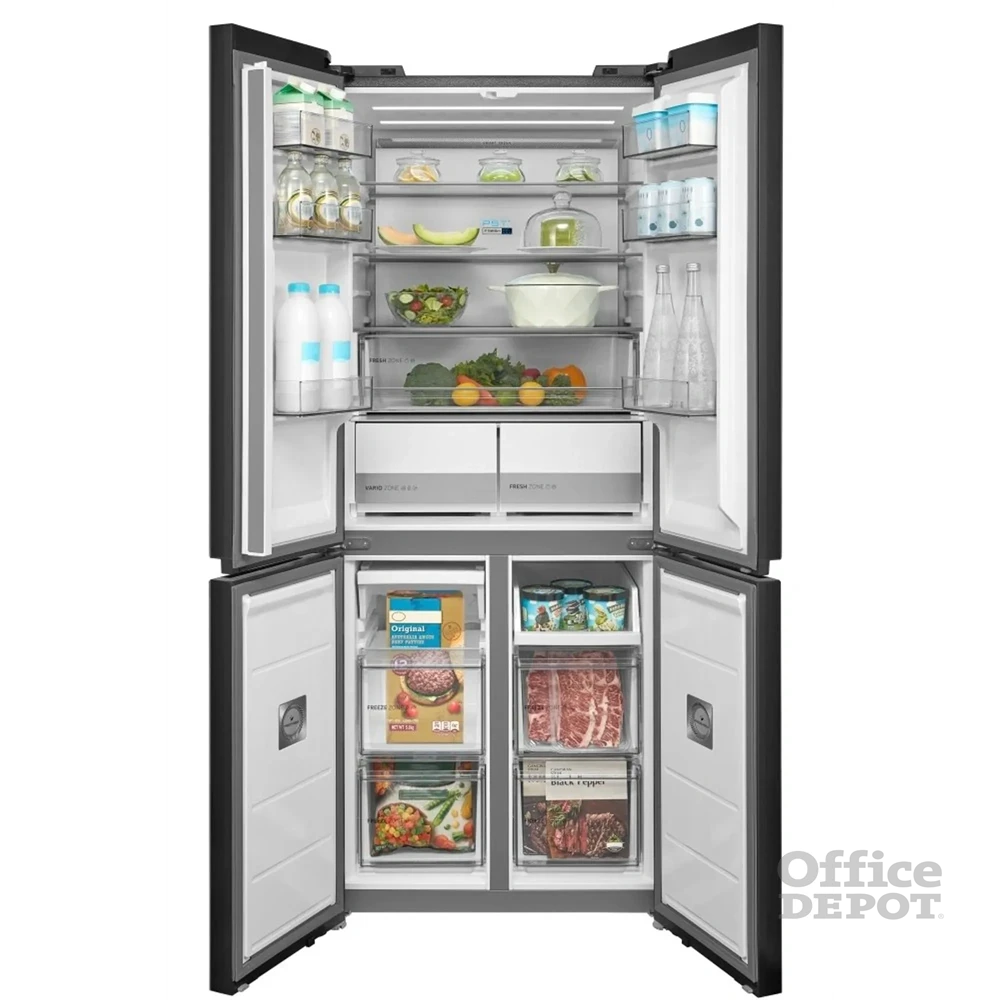 Midea MDRF632FIE45 inox, négyajtós, Hűtő:305L, Fagyasztó:169L, No frost hűtőszekrény