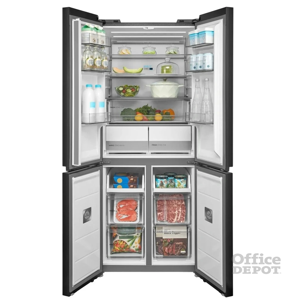 Midea MDRF632FIE45 inox, négyajtós, Hűtő:305L, Fagyasztó:169L, No frost hűtőszekrény