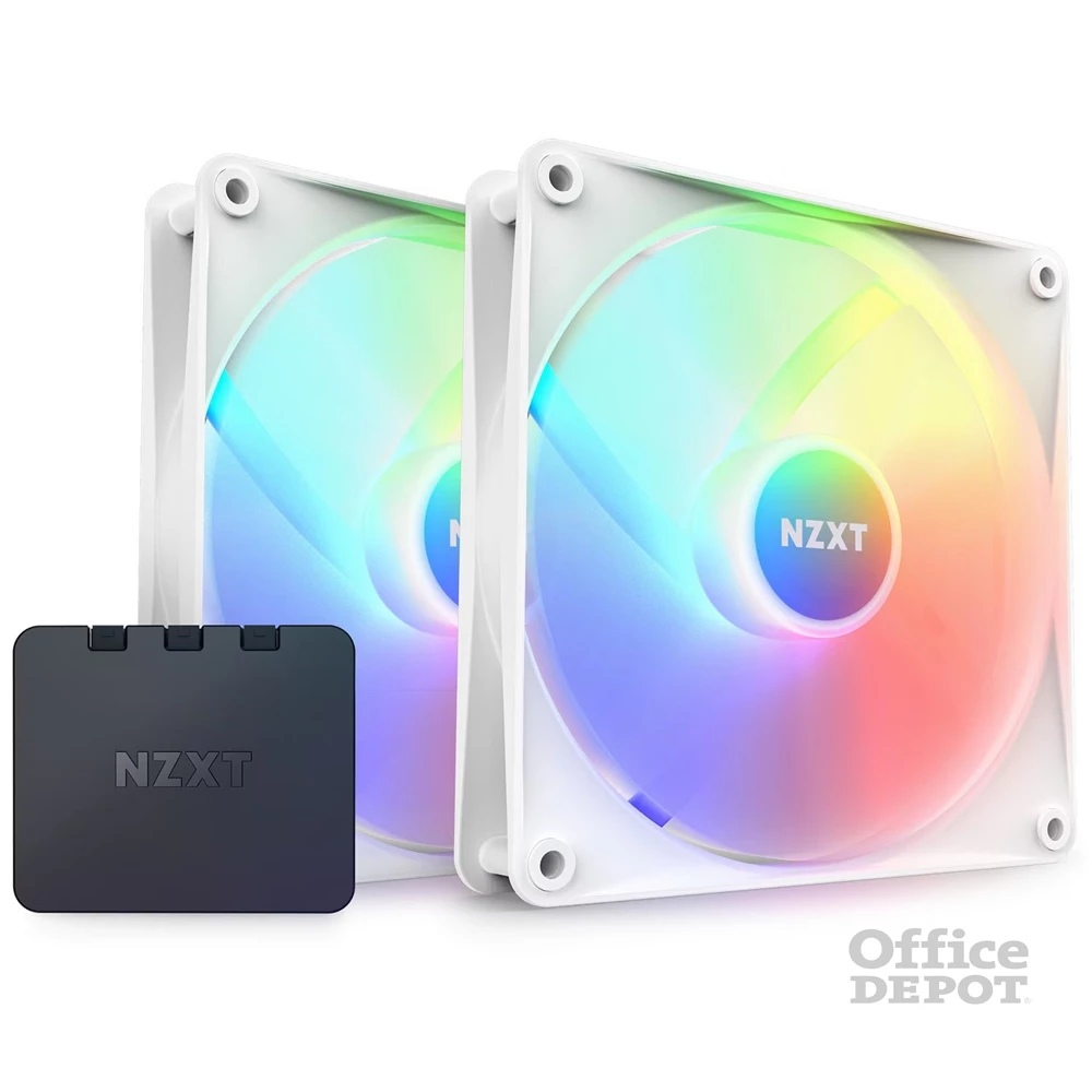 NZXT F140RGB Core 140mm Hub-mounted LED Twin fehér hűtőventilátor + RGB vezérlő