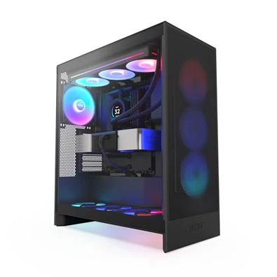 NZXT H7 Flow 2024 RGB Fekete (Táp nélküli) ablakos ATX ház NZXT H7 Flow 2024 RGB Fekete (Táp nélküli) ablakos ATX ház