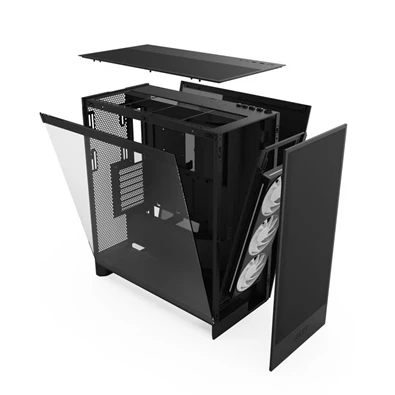 NZXT H7 Flow 2024 RGB Fekete (Táp nélküli) ablakos ATX ház NZXT H7 Flow 2024 RGB Fekete (Táp nélküli) ablakos ATX ház