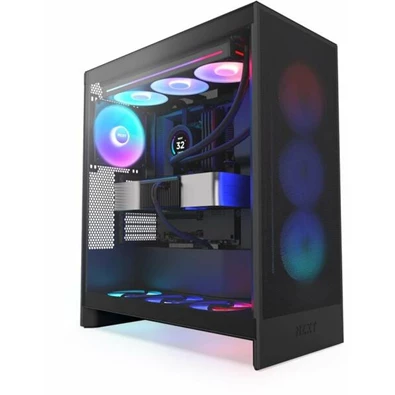 NZXT H7 Flow 2024 RGB Fekete (Táp nélküli) ablakos ATX ház NZXT H7 Flow 2024 RGB Fekete (Táp nélküli) ablakos ATX ház