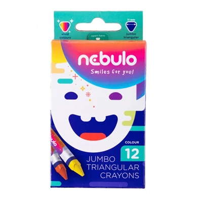 Nebulo Jumbo háromszög alakú 12db-os vegyes színű zsírkréta készlet Nebulo Jumbo háromszög alakú 12db-os vegyes színű zsírkréta készlet
