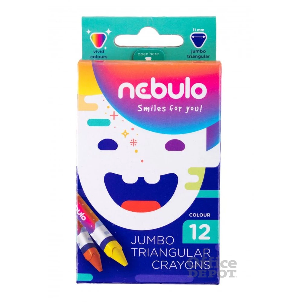 Nebulo Jumbo háromszögletű 12 db-os vegyes színű zsírkréta készlet